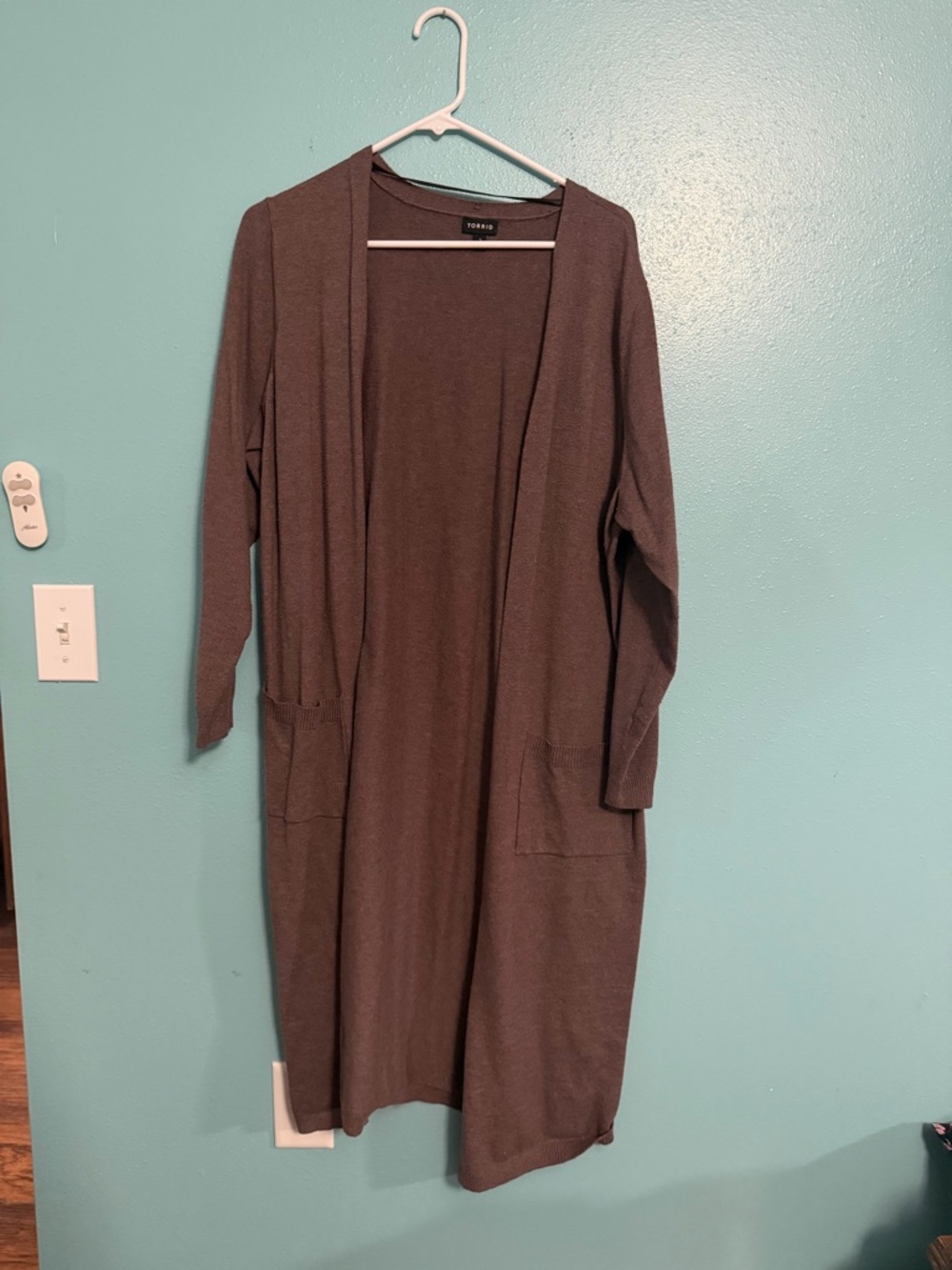 Long Open Front Cardigan - Plum